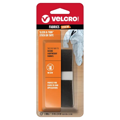 Vista 11 de VELCRO Brand Elegante y delgada para telas Cinta de 3 pies x 3/4 pulgadas, Negro Suave en la piel, ultraligera con Tecnología Sewing Lane