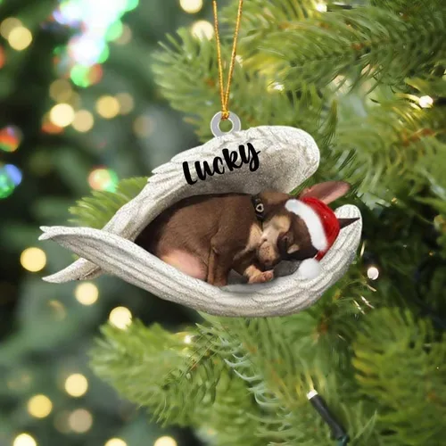 Vista 9 de America Bulldog Sleeping Angel Christmas - Adorno acrílico plano para perro, regalo conmemorativo para perro, adorno personalizado con nombre