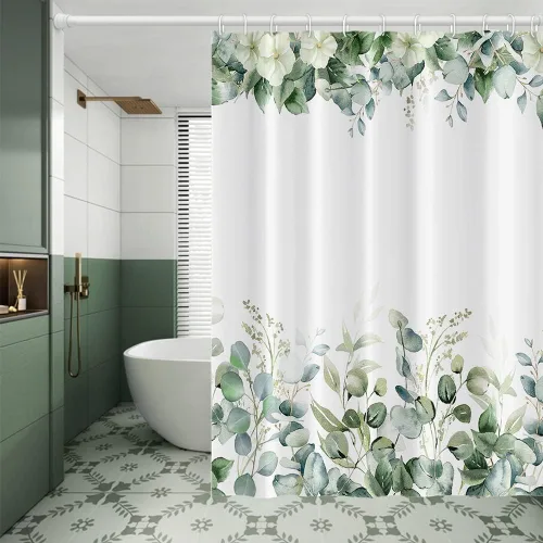 Vista 16 de Cortina de Ducha Floral Bohemia Negra Flores de Mediados de Siglo Botánica Moderna Elegante Estética Cortina de Ducha para Decoración de Baño