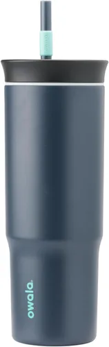 Vista 15 de Owala Vaso de viaje aislado de acero inoxidable de triple capa con tapa resistente a derrames, popote y asa de transporte, sin BPA, 40 onzas Tropical