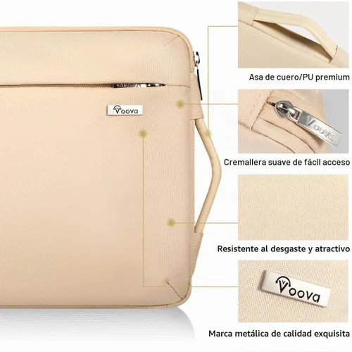 Vista 5 de Voova Funda para laptop de 13 pulgadas con asa, protección de 360°, impermeable, delgada, compatible con MacBook Air 13 M1/M2/M3/M4 2020-2024