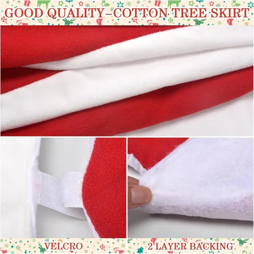 Vista 4 de yuboo Falda para árbol de Navidad y Halloween de menta roja y blanca, 36 pulgadas, falda de árbol de Navidad y Halloween de piruleta, adornos