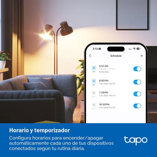 Vista 5 de Tapo Regleta de Alimentación Inteligente Wi-Fi - 6 Tomas Inteligentes Controladas Individualmente y 3 Puertos USB con Protección contra