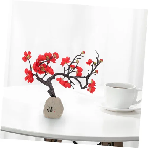 Vista 4 de DOITOOL Adornos de resina de cerámica Wintersweet flor falsa para decoración de oficina en casa