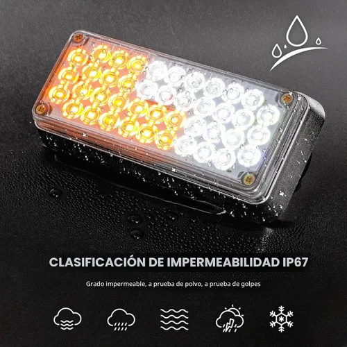 Vista 4 de Actualizado 2 piezas de luces estroboscópicas de peligro intermitentes magnéticas ámbar y blancas para camiones y vehículos, inalámbricas, de Ámbar