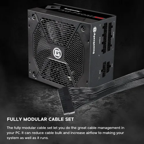 Vista 8 de Apexgaming AG-750M V2 750Watt 80PLUS Gold Fuente de alimentación totalmente modular