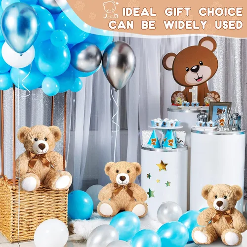 Vista 4 de Zhanmai 18 osos de peluche de 14 pulgadas, regalos a granel, juguetes de oso de peluche para cumpleaños, baby shower, graduación (marrón claro)