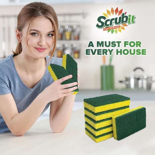 Vista 2 de SCRUBIT Esponja exfoliante resistente, hecha de celulosa resistente, respetuosa con el medio ambiente, dura meses de limpieza de cocina resistente