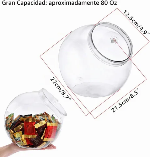 Vista 2 de ELLDOO Tarro de almacenamiento de plástico transparente inclinado con tapa, contenedor de cápsulas de lavandería de boca ancha de 80 onzas, soporte
