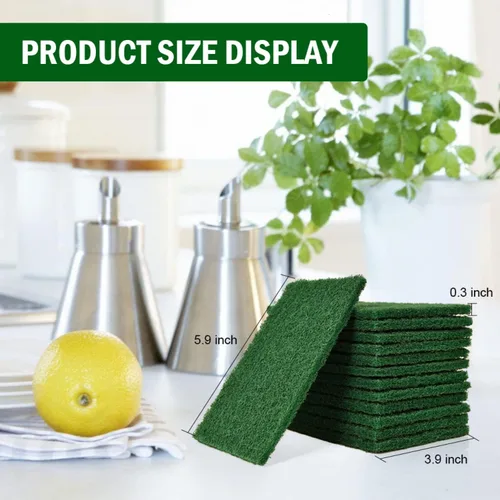 Vista 4 de YoleShy 20 almohadillas para fregar, estropajos de platos, 4.5 x 6 pulgadas, reutilizables, verdes, para el hogar, para platos, fregadores de cocina