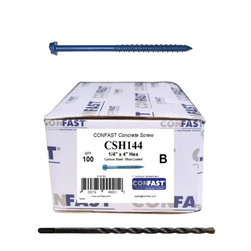 Vista 22 de Anclaje de tornillo de hormigón con cabeza hexagonal de 1/4 x 1-1/4 pulgadas con broca para anclar a mampostería, bloque o ladrillo (100 por caja)