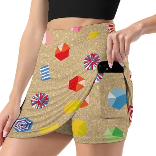 Vista 2 de KS-QON BENG Umbrellas and Windsurf Board Women's Tennis Skirts with with Lining Pockets Athletic Workout Skirts