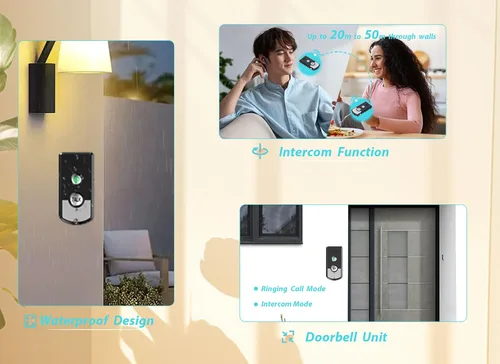 Vista 3 de Intercomunicador de voz de 2 vías, unidad de intercomunicador, Intercomunicador inalámbrico impermeable, Chip de ahorro de energía inteligente