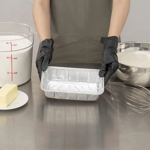Vista 5 de Restaurantware Pastry Tek - Paneras de 8.5 x 4.3 pulgadas, 25 sartenes de aluminio listas para horno, 2 libras, congelables, de aluminio plateado