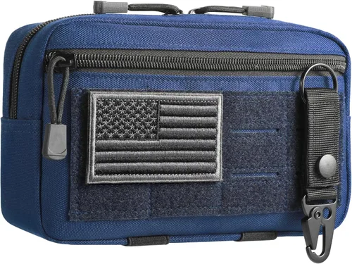 Vista 18 de FRTKK - Funda táctica Molle Admin Pouch Utility de corte láser EDC, bolsa de herramientas, fundas modulares horizontales, incluye parche