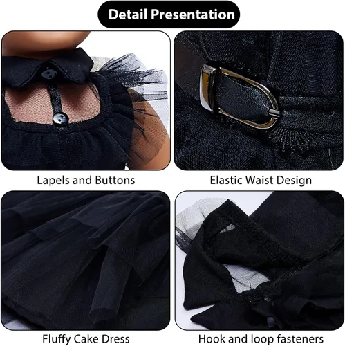 Vista 3 de Ropa de muñeca de 18 pulgadas, vestido de fiesta de disfraces familiares negros que se adapta a todas las muñecas de 18 pulgadas de todas las marcas