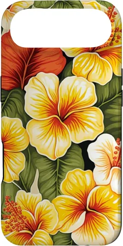 Vista 27 de Hawaiian Tropical Yellow Red Hibiscus Plumeria Case for iPhone 17