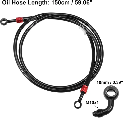 Vista 5 de X AUTOHAUX Manguera de freno AN3 28 90 grados M10 motocicleta hidráulica línea de aceite manguera de aceite para ATV motocicleta Motocross Racing