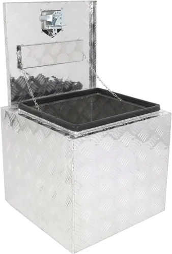 Vista 3 de SCITOO - Caja de herramientas de aluminio de 18 pulgadas de plata resistente para cama de camión, caja de herramientas para remolque de RV