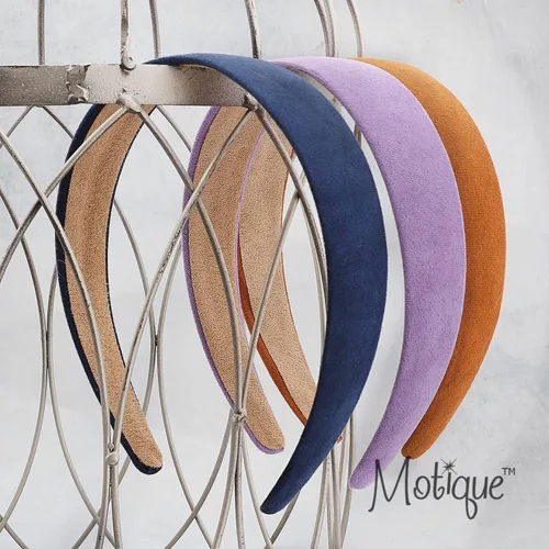 Vista 3 de Motique Accessories Vincha sólida de 1 pulgada de ancho tipo ante para mujeres y niñas - Negro