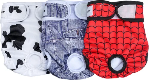 Vista 9 de Avont Paquete de 3 pañales lavables para perras (XS/6-8.5 pulgadas de cintura), reutilizables de alta calidad, altamente absorbentes, fundas