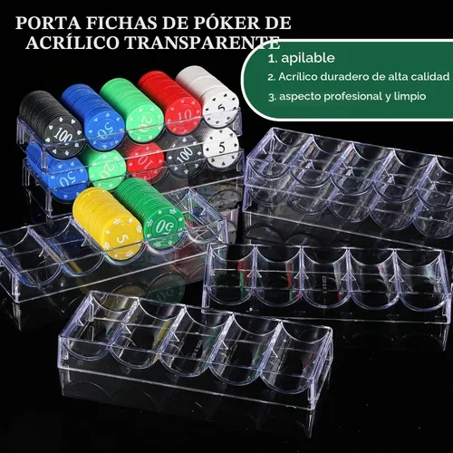 Vista 4 de Yulejo 10/15/20 Pack Poker Chip Trays Acrylic Poker Chip Rack