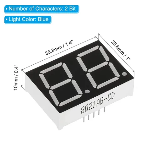 Vista 2 de PATIKIL Tubo digital con pantalla LED, paquete de 5 unidades de cátodo común 7 segmentos 10 pines 2 bits 3.3 V módulo de pantalla LED para placa