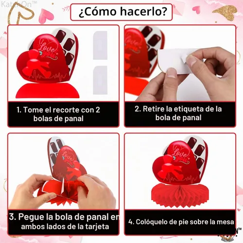 Vista 4 de KatchOn Centros de mesa rojos de San Valentín para mesas, paquete de 9