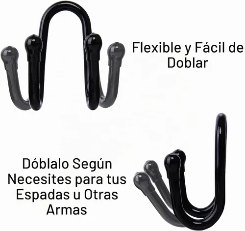 Vista 4 de Paquete de 4 soportes de montaje en pared ajustables para espada, espada, daga, hacha, hoja de llave vertical u horizontal