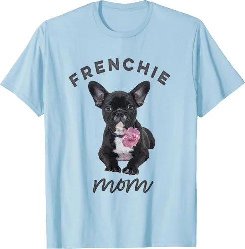 Vista 72 de Camiseta Bulldog Francés para Mujer, Frenchie Mom, Flor, Negro, S