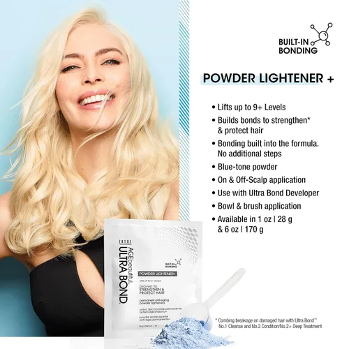 Vista 3 de AGE beautiful Permanent Powder Hair Lightener with Ultra Bond Building Formula, Lifts Up to 9+ Levels, Strengthens & Protects Hair, Professional for