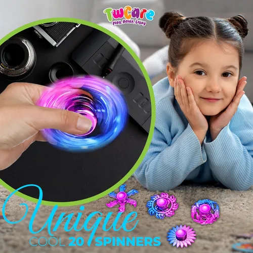 Vista 6 de Paquete de 20 juguetes giratorios de mano de alta velocidad para ansiedad, TDAH, niños, adultos, niños, niñas, paquete sensorial de la yema