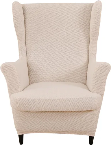 Vista 19 de HAOYONG Fundas para silla de alas estampadas, 2 piezas, fundas elásticas para sillón con respaldo de ala, fundas protectoras lavables para sala