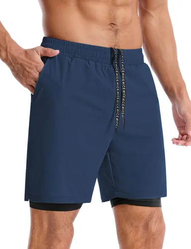 Vista 4 de Aolesy Pantalones cortos de correr para hombre de 57 pulgadas, de secado rápido, pantalones cortos de gimnasio con bolsillos, entrenamiento de tenis