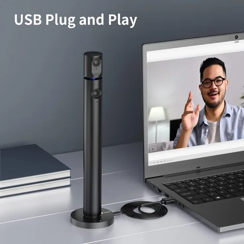 Vista 3 de CZUR Halo X Pro Cámara Web Dual para PC, Cámara Web 1080P con Micrófono, Cámara USB para Computadora, Vista de 90°, Plug & Play, Compatible