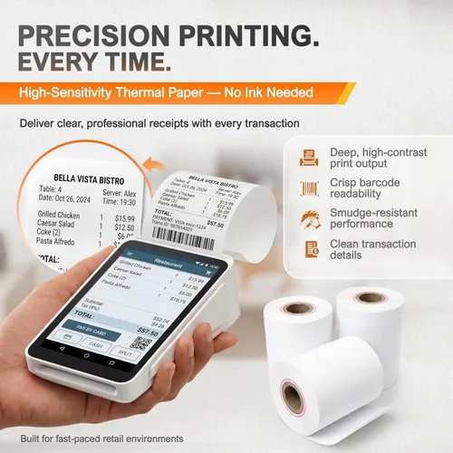 Vista 3 de Rollo de papel de recibo para máquina de tarjeta de crédito Square Terminal (10 rollos)
