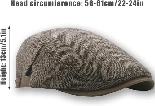 Vista 6 de Gorra de tweed de espiga para hombre, gorra plana de Ivy Gatsby, gorra de taxi ajustable para mujer