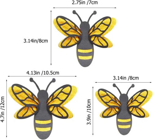 Vista 3 de PartyKindom Calcomanías de pared con temática de abejas para niños, calcomanías de pared para dormitorio extraíbles