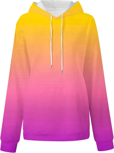 Vista 3 de Ceboyel Sudadera de gran tamaño con estampado de neón para mujer, sudadera con cordón, suéter de moda, ropa de moda de otoño 2023
