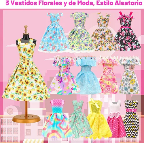 Vista 4 de BARWA 11 juegos de ropa de muñeca que incluyen 2 vestidos de lentejuelas, 5 vestidos florales de sirena, 4 trajes casuales tops y pantalones