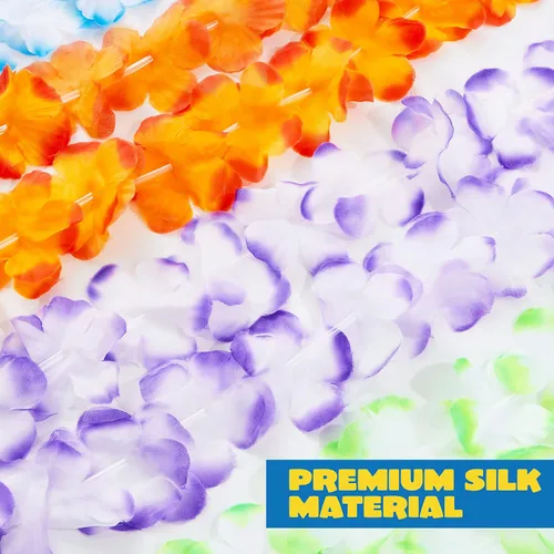 Vista 3 de Joyin Toy 36 unidades de collares hawaianos a granel, leis de flores tropicales, leis hawaianas, leis de playa de Hawái, suministros para fiestas