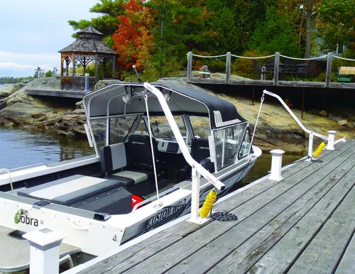 Vista 3 de Dock Edge + Wake Watcher - Brazos de amarre laterales, juego de 2, incluye cables y herrajes, para lanchas de hasta 3500 libras