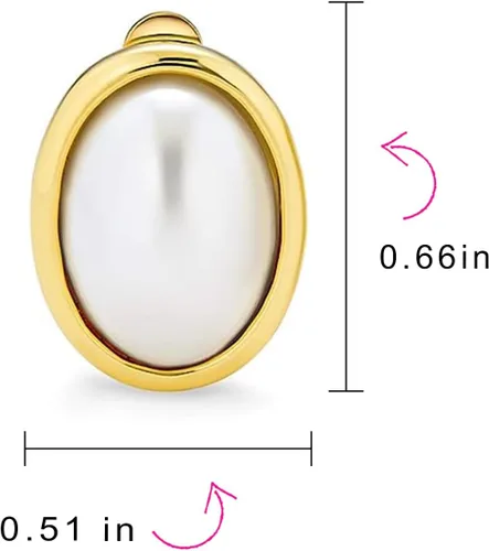 Vista 4 de Juego de bisel de cable de cuerda trenzada con clip de botón redondo de perlas blancas para mujer, chapado en oro rosa amarillo o plata