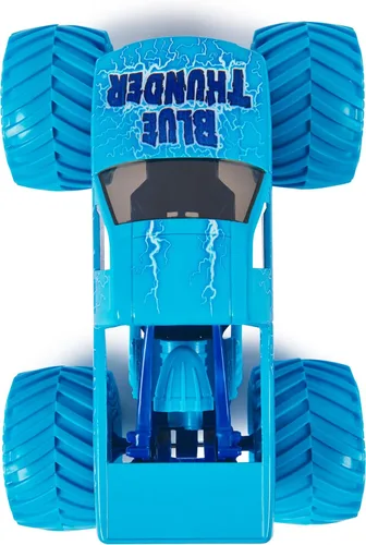 Vista 4 de Monster Jam, Camión monstruo Blue Thunder - Aqua - Vehículo fundido a presión a escala 1:24 - Llantas cromadas y neumáticos BKT
