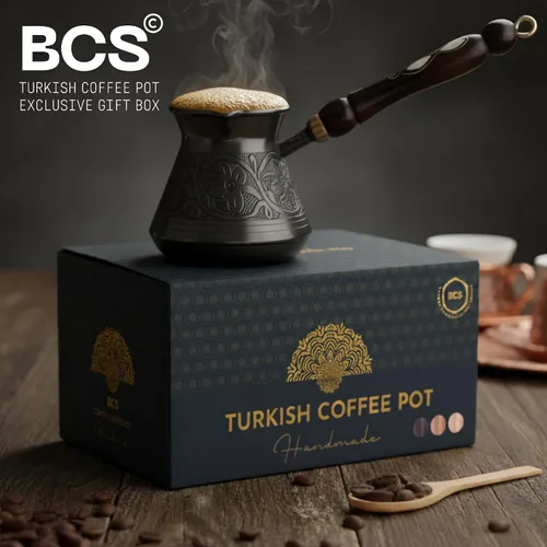 Vista 6 de BCS Cezve Briki Ibrik - Cafetera de cobre grande de 18 onzas con mango de madera (6 porciones), cafetera para estufa Cezve Briki Ibrik