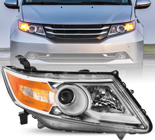 Vista 12 de JSBOYAT Conjunto de faros delanteros de repuesto para Honda Odyssey 2011-2017, estilo OE, carcasa negra, con reflector ámbar (L+R) Faros