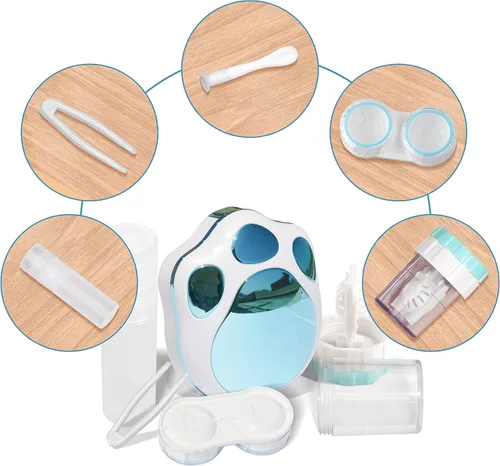 Vista 2 de Lasiyanor Kit de viaje para lentes de contacto con arandela limpiadora, caja de contacto portátil con pinzas de espejo, herramienta de eliminación