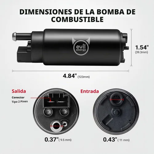 Vista 3 de EVIL ENERGY EFI 255LPH Bomba eléctrica de combustible en tanque de alto flujo 43PSI Kit