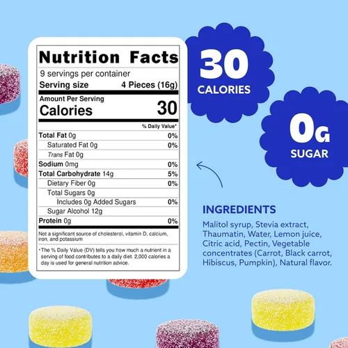 Vista 2 de Cambie Gomitas sin azúcar – 1 libra de caramelos sin azúcar envueltos individualmente, sabores de frutas surtidos, aptas para diabéticos, keto