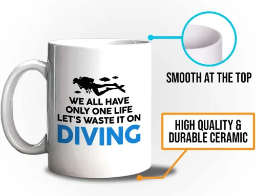 Vista 22 de Taza de café de buceo de 11 onzas, color negro, sumerge en la felicidad, actividades de respiración subacuática, pasatiempos, natación, ascenso